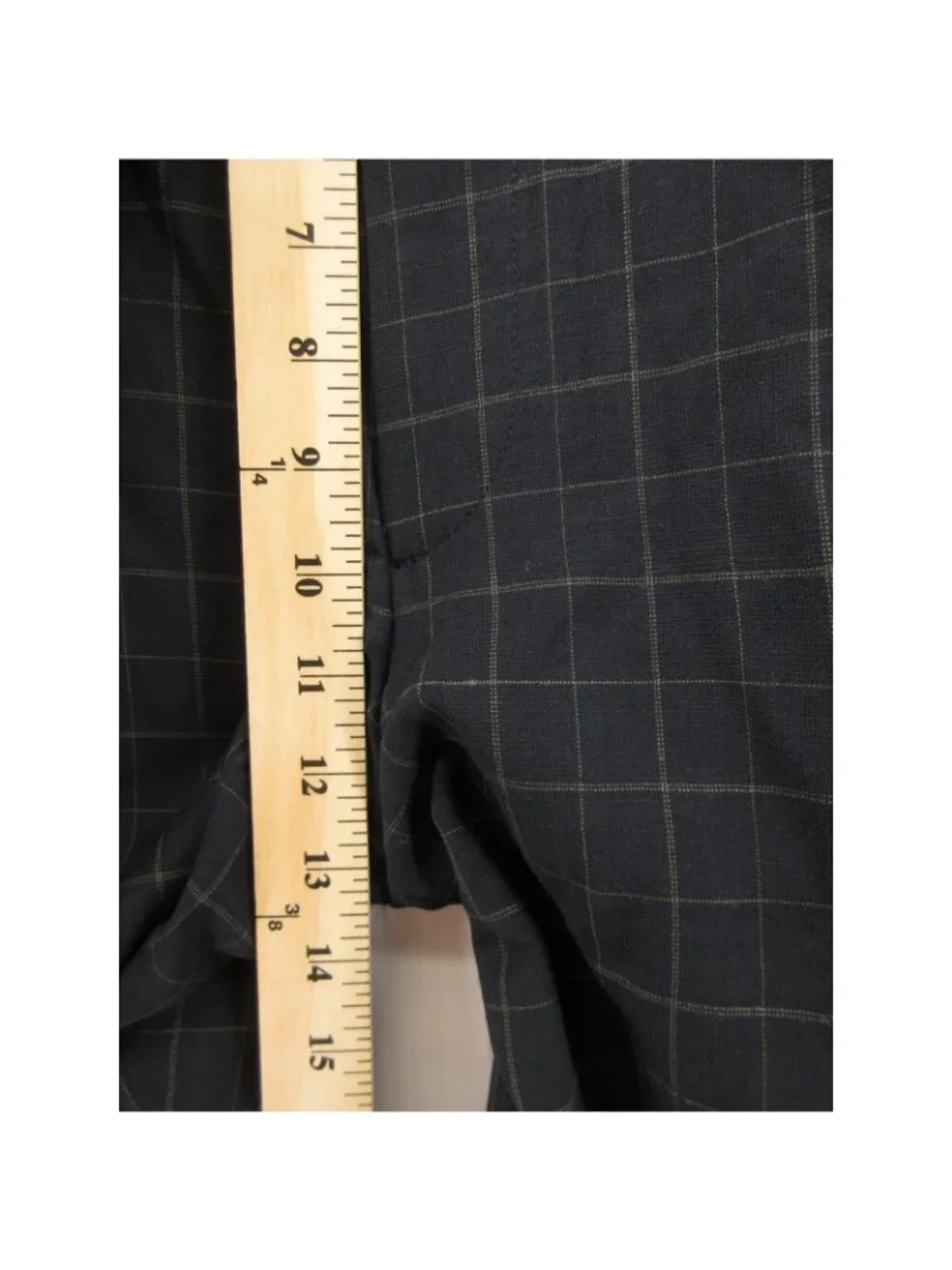 VGT Lands End Pants 42 Navy Wool Linen Check Pleated Trousers USA NEW